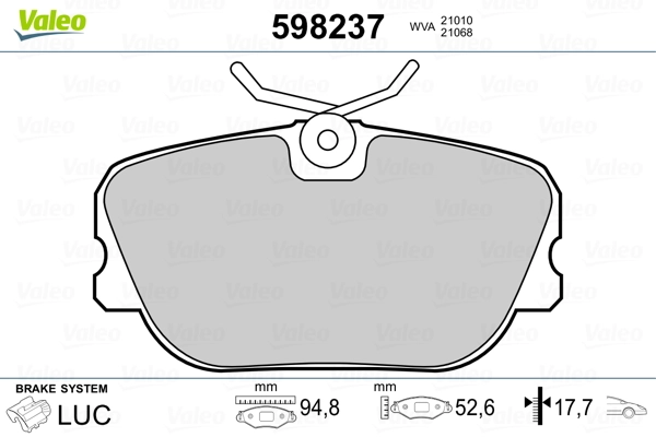 VALEO 598237 Brake Pad Set, disc brake
