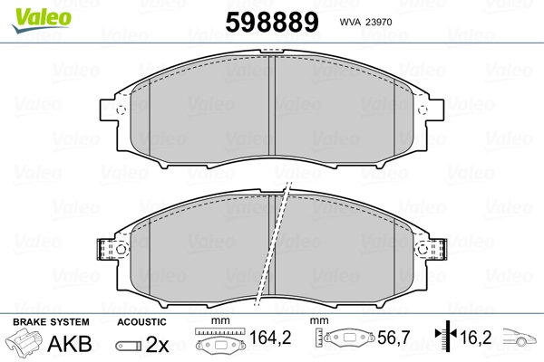 VALEO 598889 Brake Pad Set, disc brake