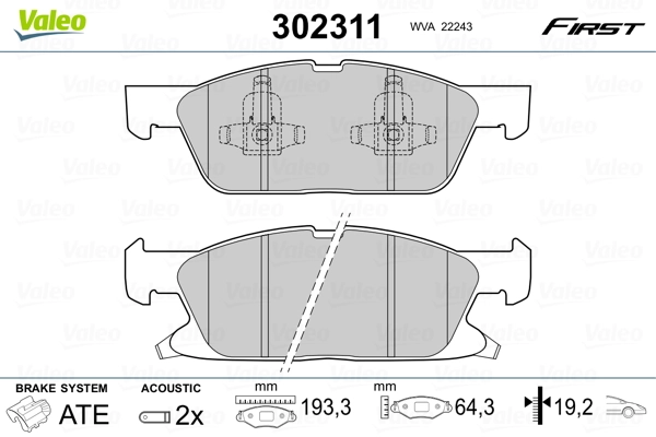 Brake Pad Set, disc brake FIRST 302311
