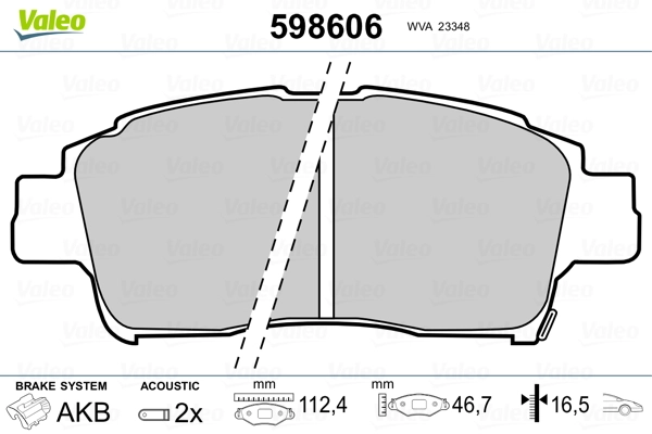 VALEO 598606 Brake Pad Set, disc brake