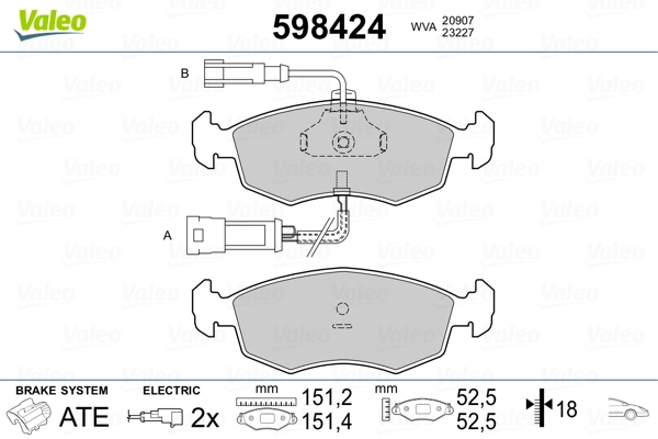 VALEO 598424 Brake Pad Set, disc brake