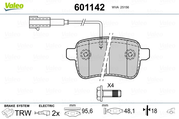 VALEO 601142 Brake Pad Set, disc brake