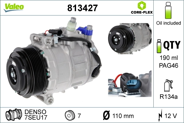 Compressor, air conditioning VALEO CORE-FLEX 813427