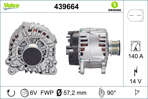 Alternator VALEO ORIGINS NEW OE TECHNOLOGY 439664