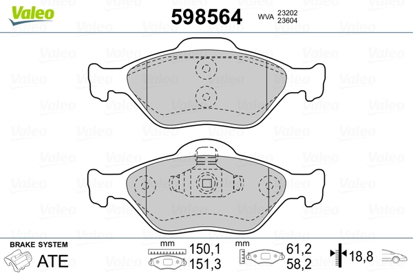 VALEO 598564 Brake Pad Set, disc brake