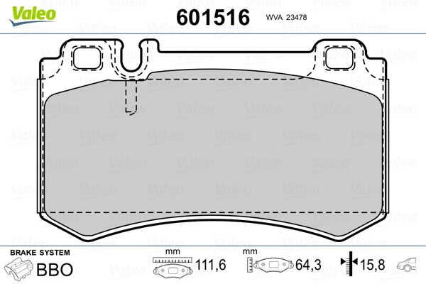 VALEO 601516 Brake Pad Set, disc brake