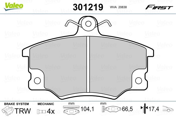 Brake Pad Set, disc brake FIRST 301219