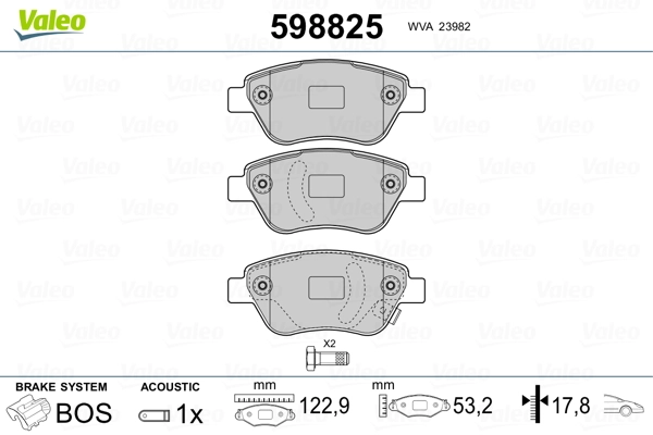 VALEO 598825 Brake Pad Set, disc brake