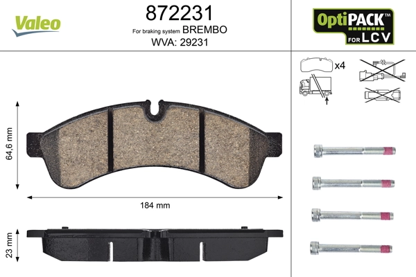 VALEO 872231 Brake Pad Set, disc brake