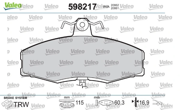 Brake Pad Set, disc brake 598217