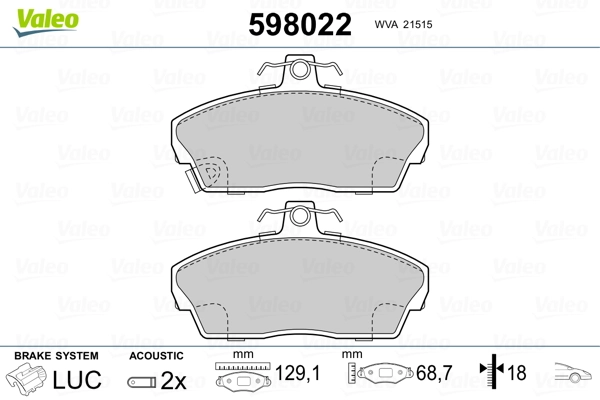 Brake Pad Set, disc brake 598022