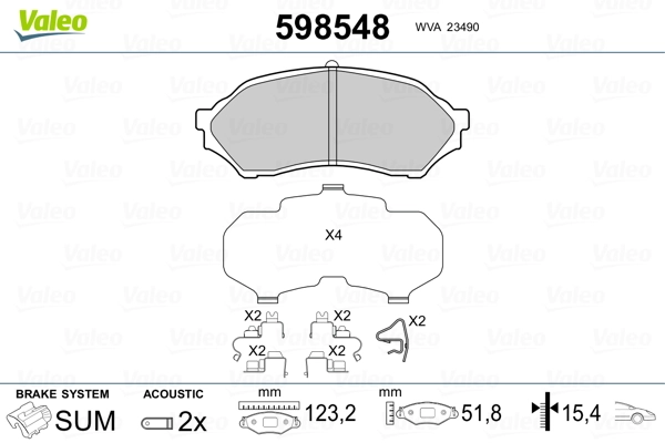 VALEO 598548 Brake Pad Set, disc brake