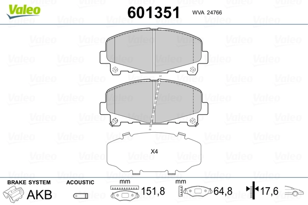 VALEO 601351 Brake Pad Set, disc brake