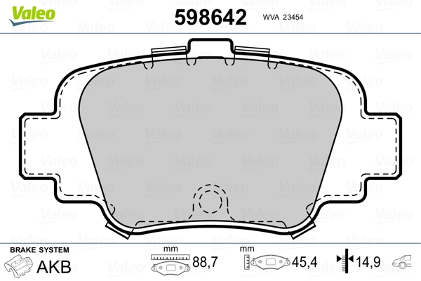VALEO 598642 Brake Pad Set, disc brake