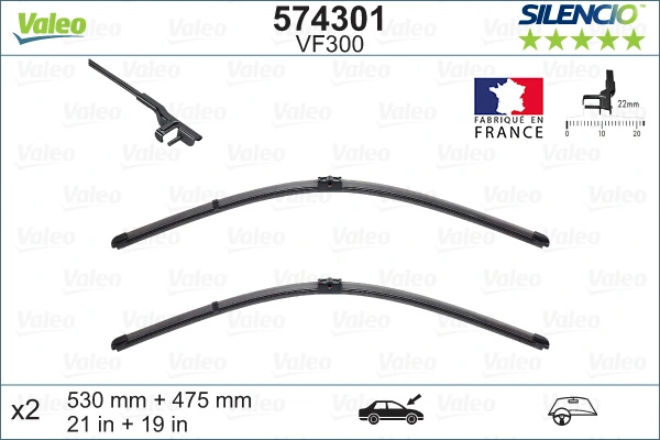 Wiper Blade SILENCIO FLAT BLADE SET 574301