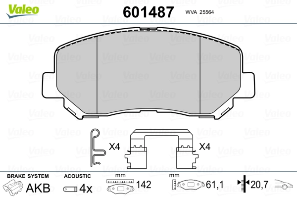 VALEO 601487 Brake Pad Set, disc brake