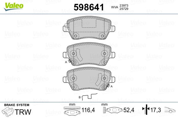 VALEO 598641 Brake Pad Set, disc brake