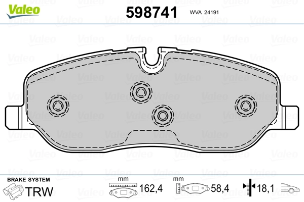 VALEO 598741 Brake Pad Set, disc brake