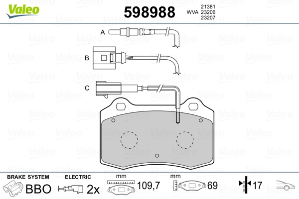 VALEO 598988 Brake Pad Set, disc brake