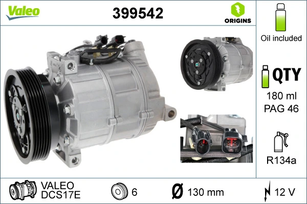Compressor, air conditioning VALEO CORE-FLEX 399542