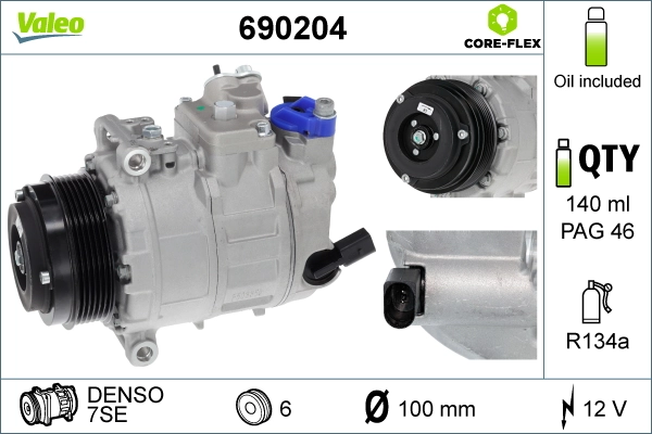 Compressor, air conditioning VALEO CORE-FLEX 690204