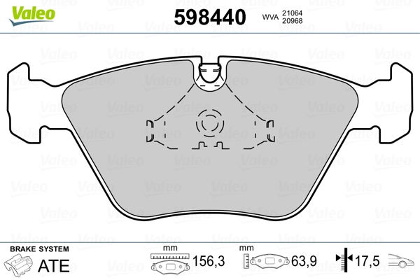 VALEO 598440 Brake Pad Set, disc brake