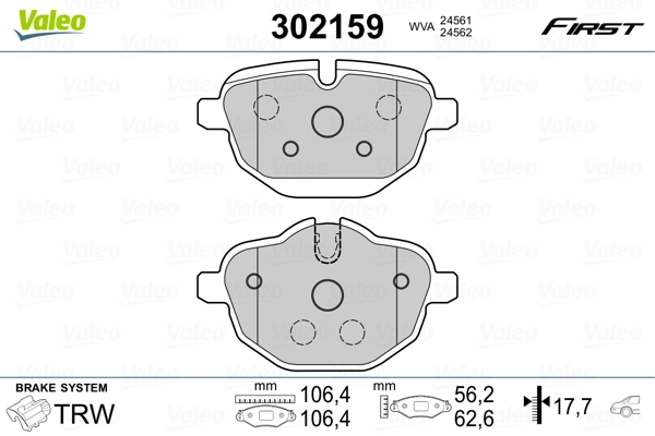 Brake Pad Set, disc brake FIRST 302159