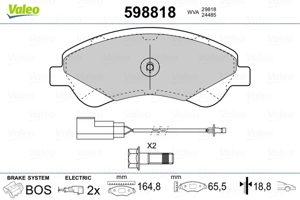 VALEO 598818 Brake Pad Set, disc brake