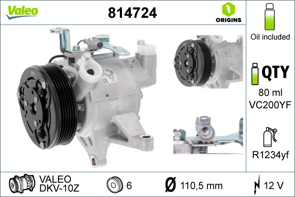 Compressor, air conditioning VALEO ORIGINS NEW OE TECHNOLOGY 814724