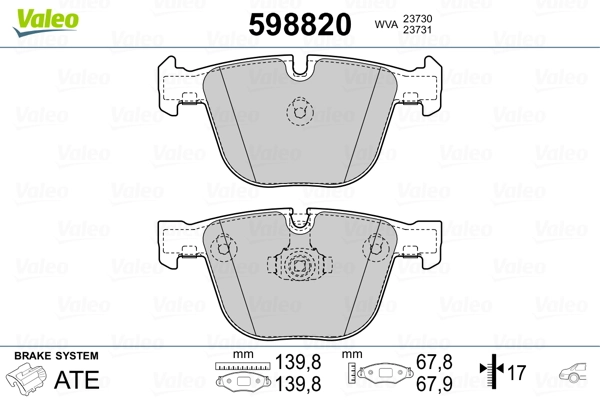 VALEO 598820 Brake Pad Set, disc brake