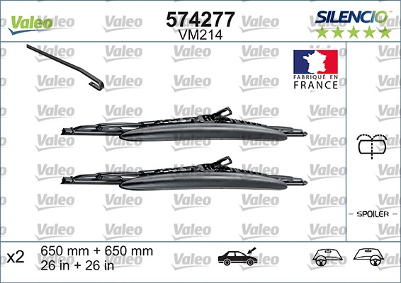 Wiper Blade SILENCIO CONVENTIONAL SET 574277