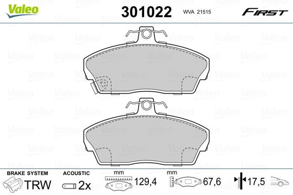 Brake Pad Set, disc brake FIRST 301022