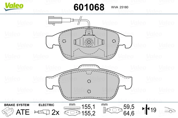 VALEO 601068 Brake Pad Set, disc brake