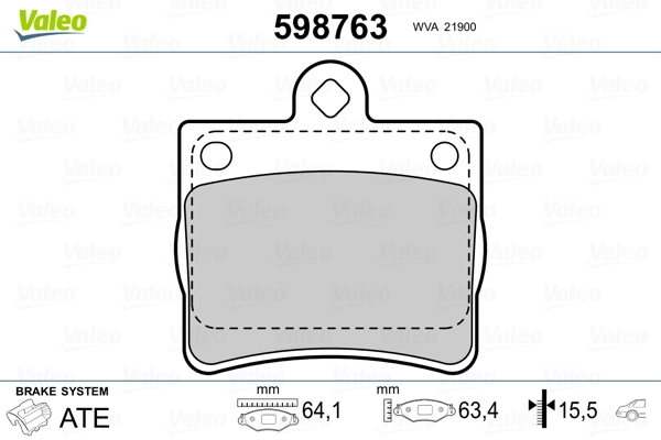 VALEO 598763 Brake Pad Set, disc brake