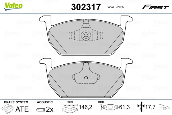 Brake Pad Set, disc brake FIRST 302317