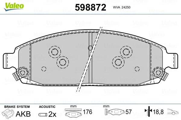 VALEO 598872 Brake Pad Set, disc brake