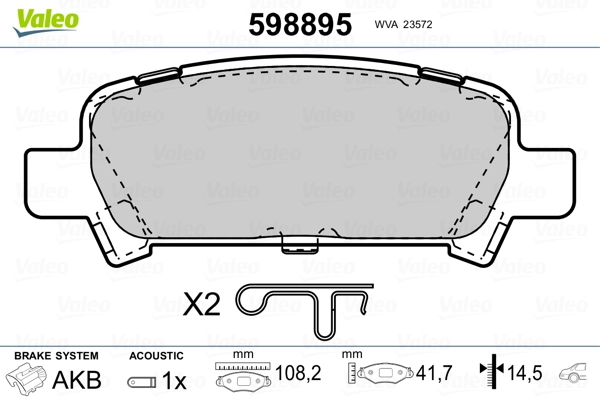 VALEO 598895 Brake Pad Set, disc brake