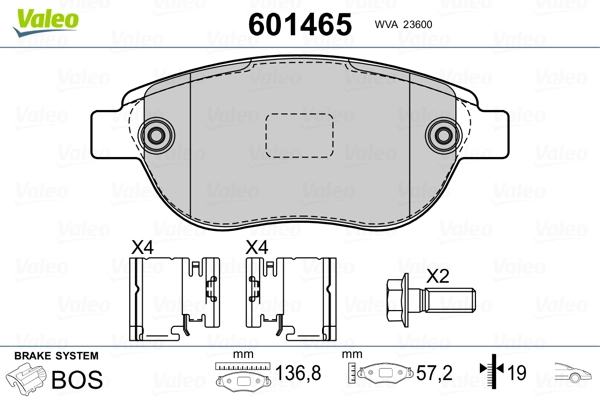 VALEO 601465 Brake Pad Set, disc brake
