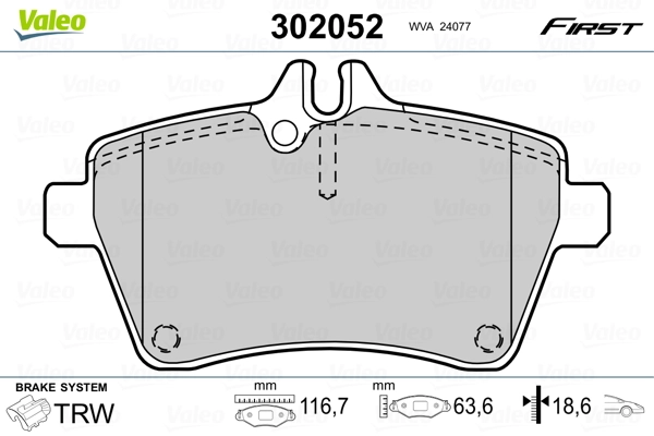 Brake Pad Set, disc brake FIRST 302052