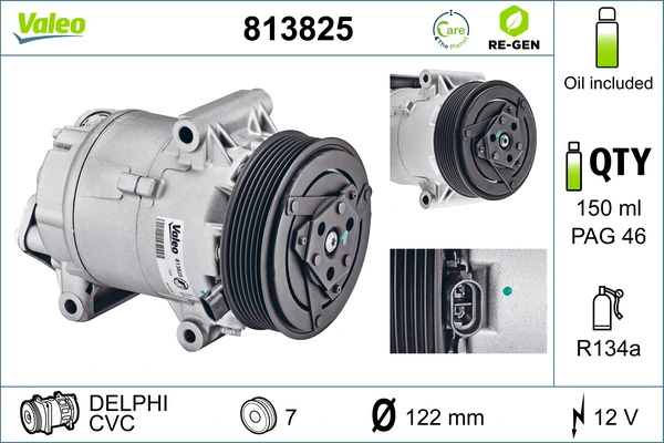 コンプレッサー、エアコン VALEO RE-GEN REMANUFACTURED 813825