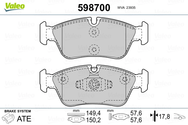 VALEO 598700 Brake Pad Set, disc brake