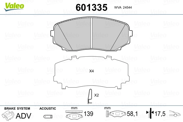 VALEO 601335 Brake Pad Set, disc brake