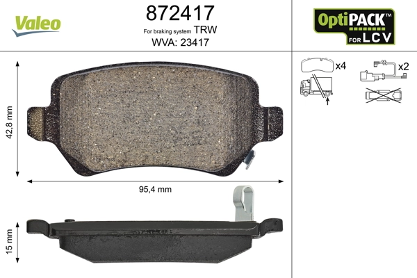 Brake Pad Set, disc brake OPTIPACK for LCV 872417