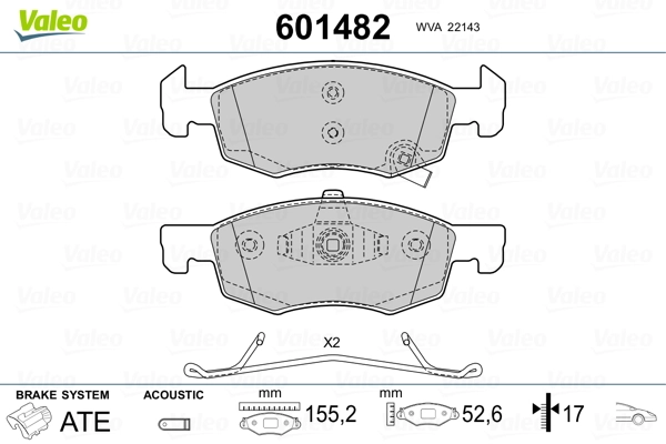 VALEO 601482 Brake Pad Set, disc brake