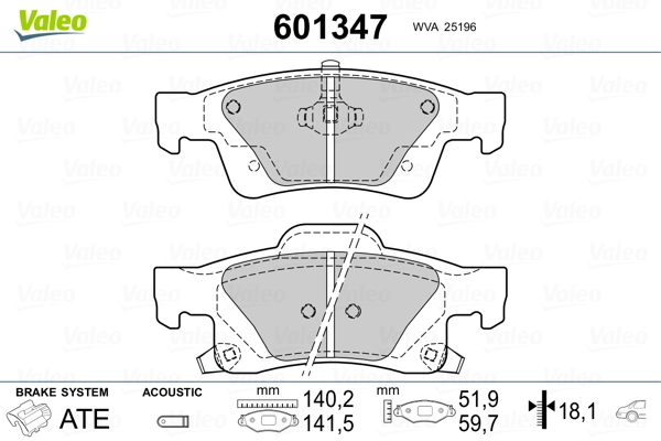 VALEO 601347 Brake Pad Set, disc brake