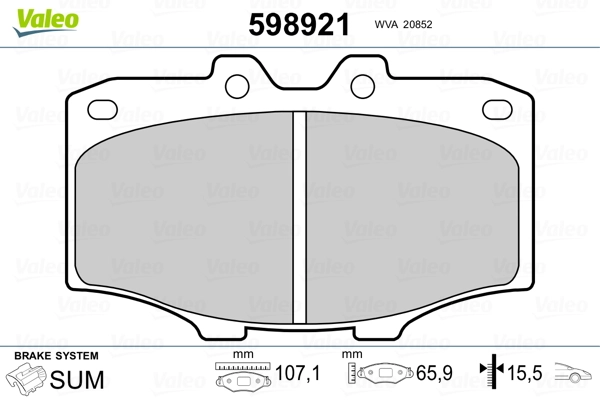 VALEO 598921 Brake Pad Set, disc brake