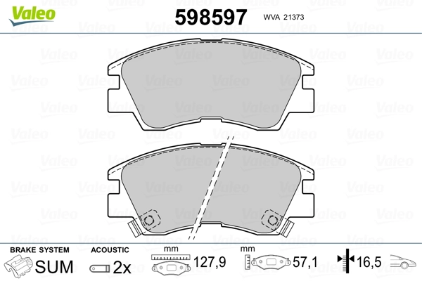 VALEO 598597 Brake Pad Set, disc brake