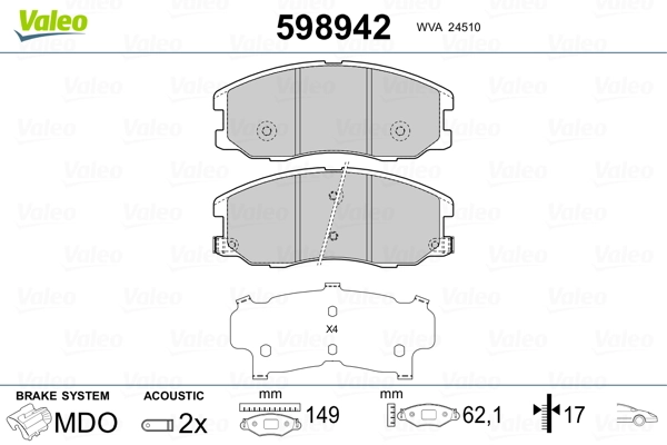 Brake Pad Set, disc brake 598942