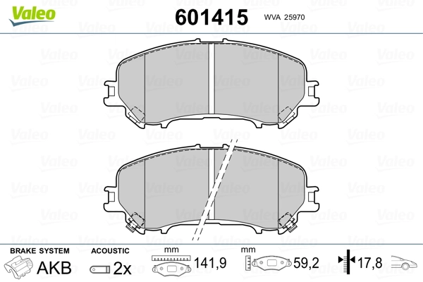 VALEO 601415 Brake Pad Set, disc brake