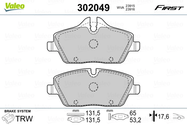 Brake Pad Set, disc brake FIRST 302049
